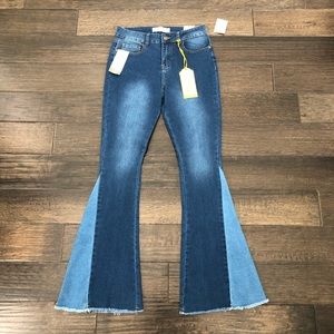 Celebrity Ace Juniors Jeans Womens 9/29 Mid Rise 2 Tones Flare Leg